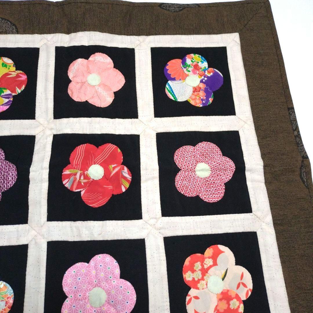 ハンドメイド　パッチワーク　キルト　タペストリー　マルチカバー　「希望の花」