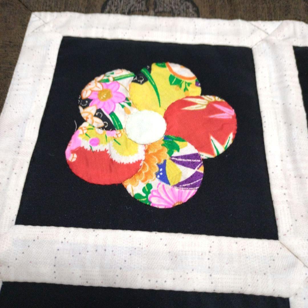 ハンドメイド　パッチワーク　キルト　タペストリー　マルチカバー　「希望の花」