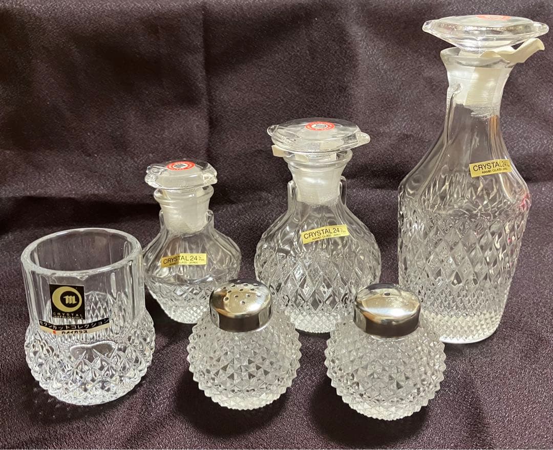 高級品　亀井グラスのクリスタルテーブルセット