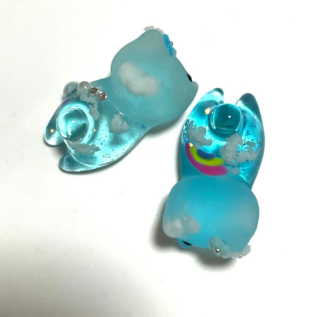 虹くもみずいろ　ぐで猫さん　レジンパーツ　チャーム　天気　雲　虹　レインボー