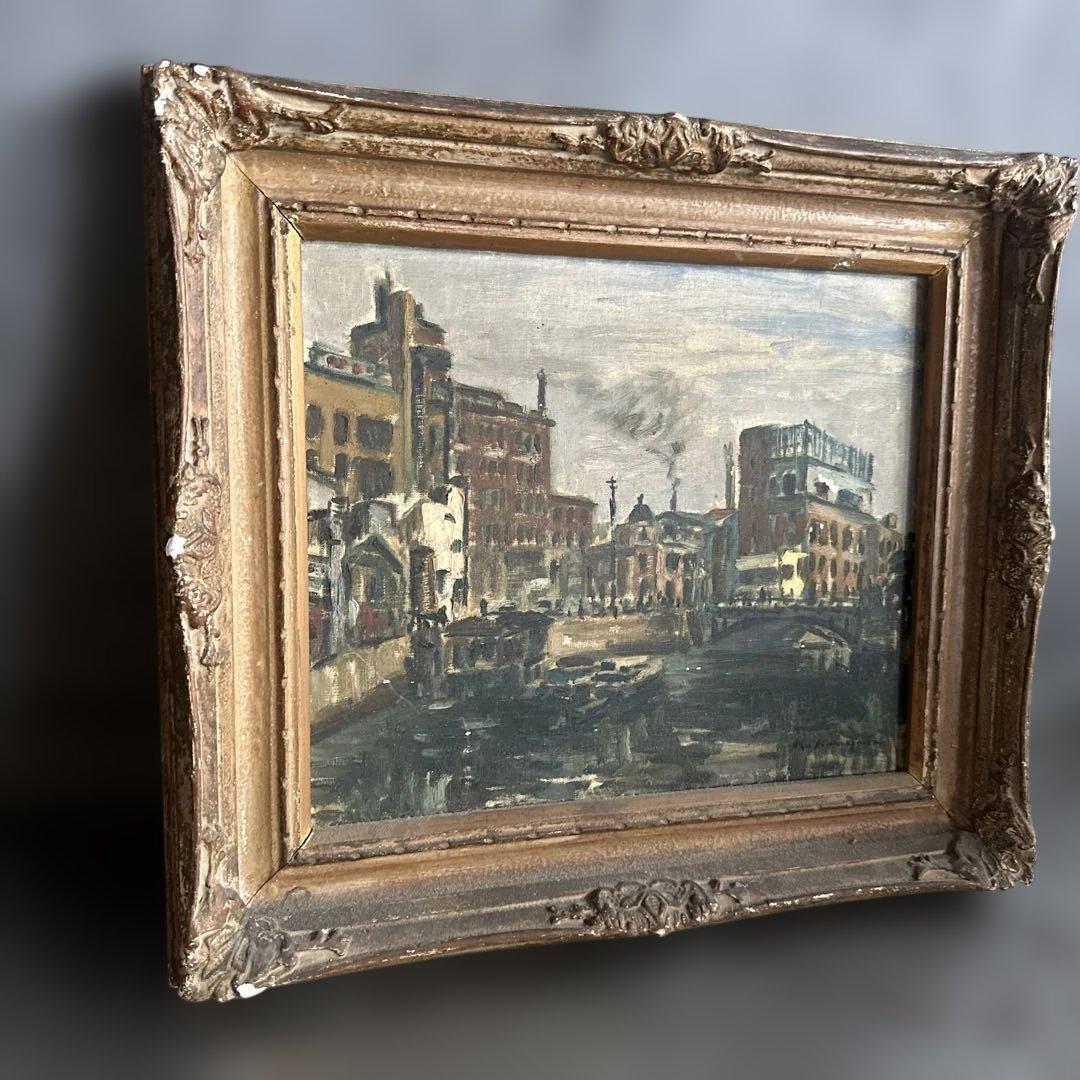 もっと瞬間的お値下げ❣️ヴィンテージ　味ありすぎる❣️油彩画 都市の風景