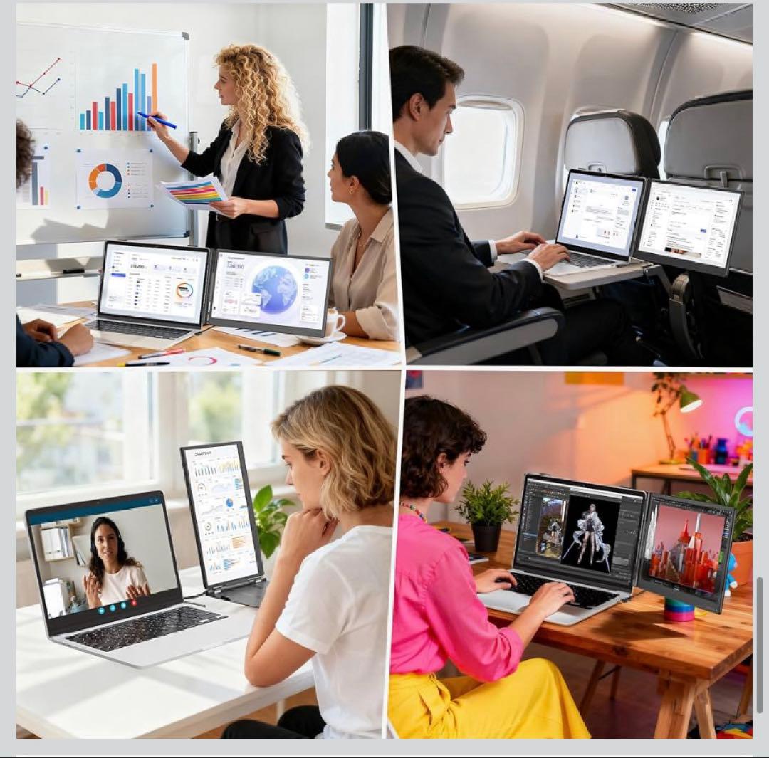 14インチ デュアルディスプレイFHD 1080P ノートパソコン拡張2画面