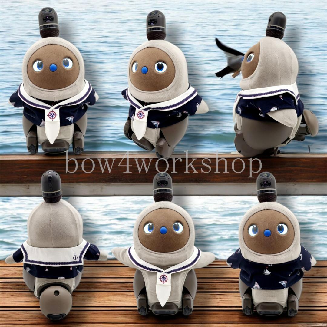 LOVOT ラボットの服ハンドメイド マリン柄Tシャツ＆セーラー襟(ネイビー)