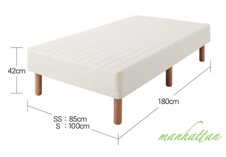 脚付きマットレス ショート丈 シングルベッド 北欧 脚22cm