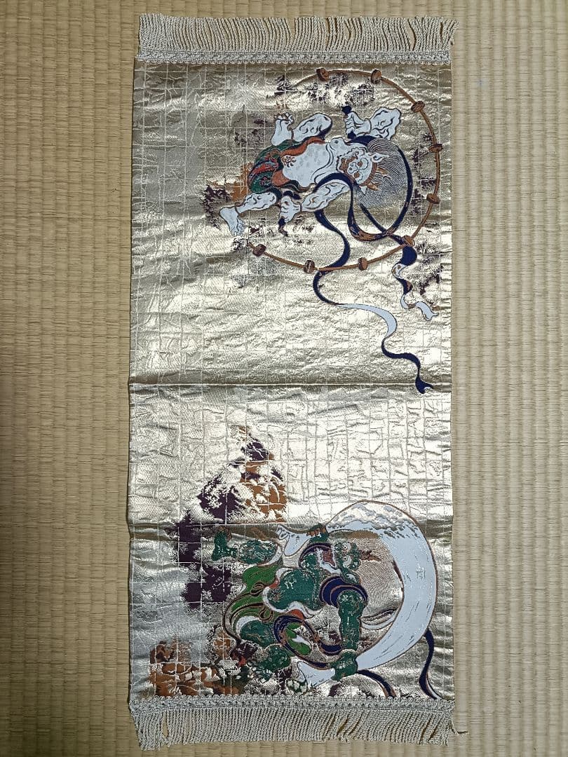 御卓飾 川島織物2点 京都西陣織 俵屋宗達筆風神雷神1点の3点セット