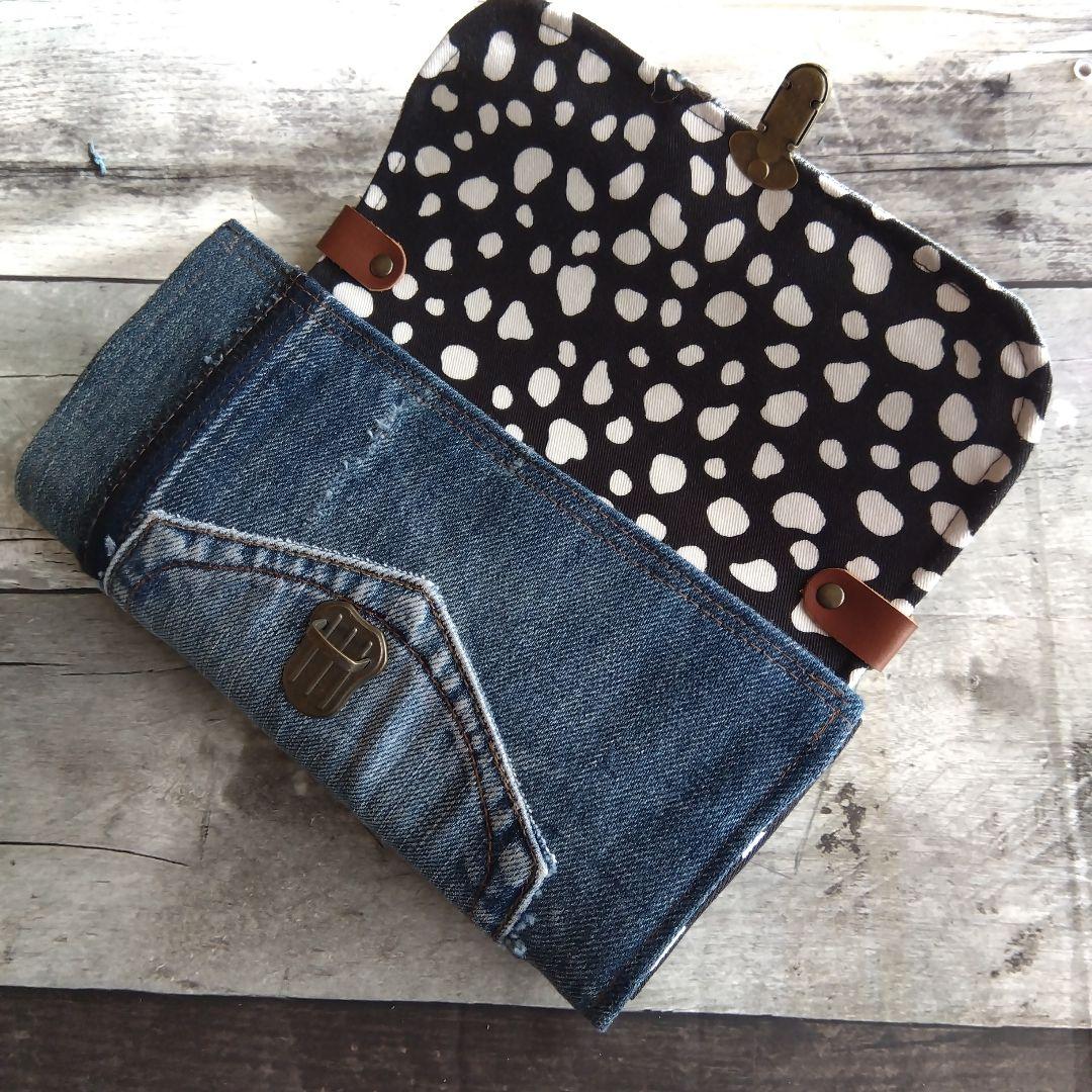 デニムリメイク長財布　 　　　にゃんにゃん