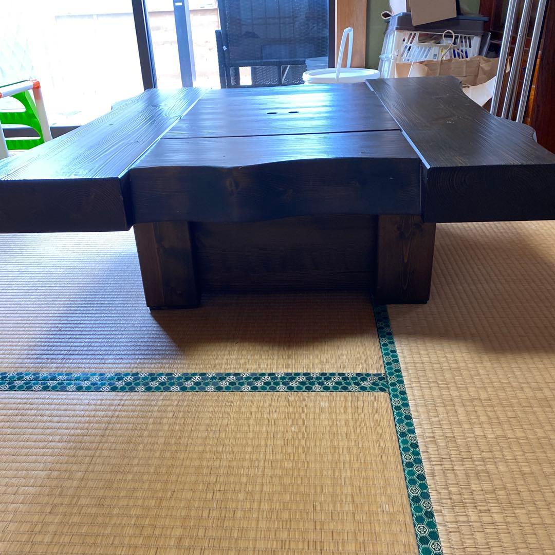 囲炉裏テーブル　木製座卓 囲炉裏付き　ダークブラウン