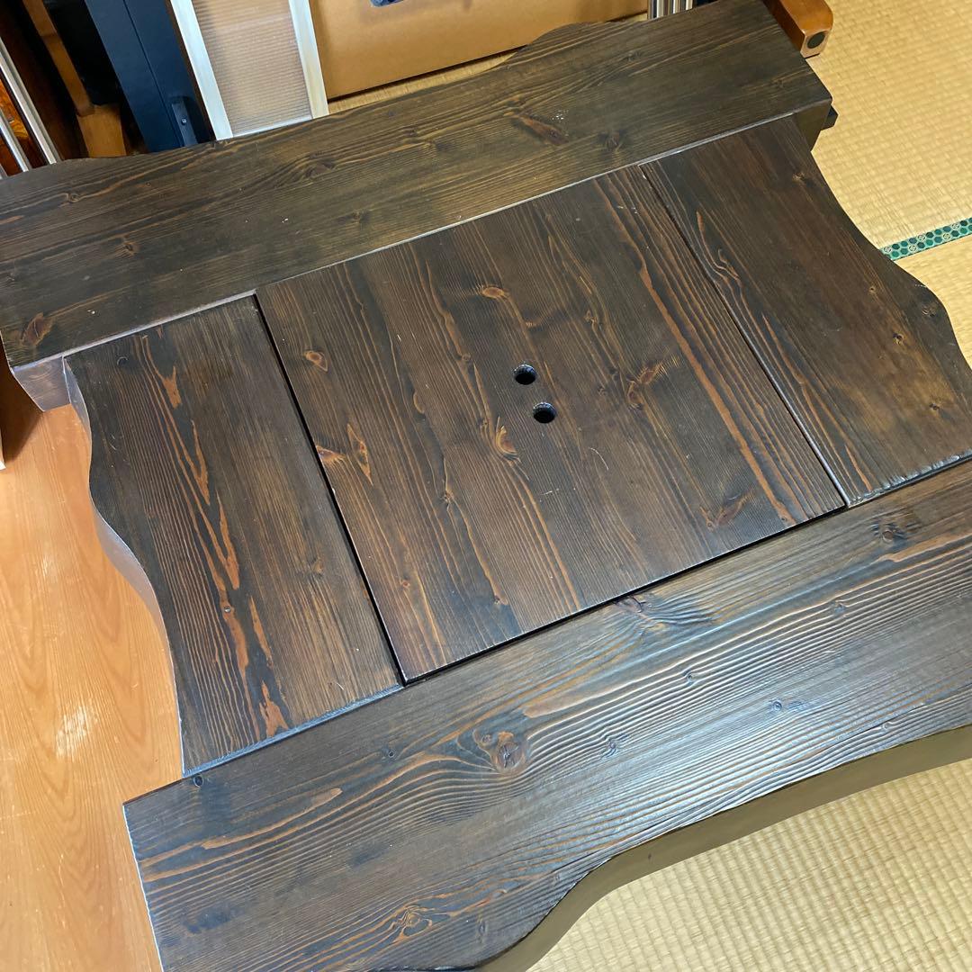 囲炉裏テーブル　木製座卓 囲炉裏付き　ダークブラウン