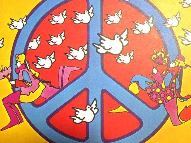 【限定値下】レア【1970年代】ピーターマックス ピースマーク＆鳩 ポスター