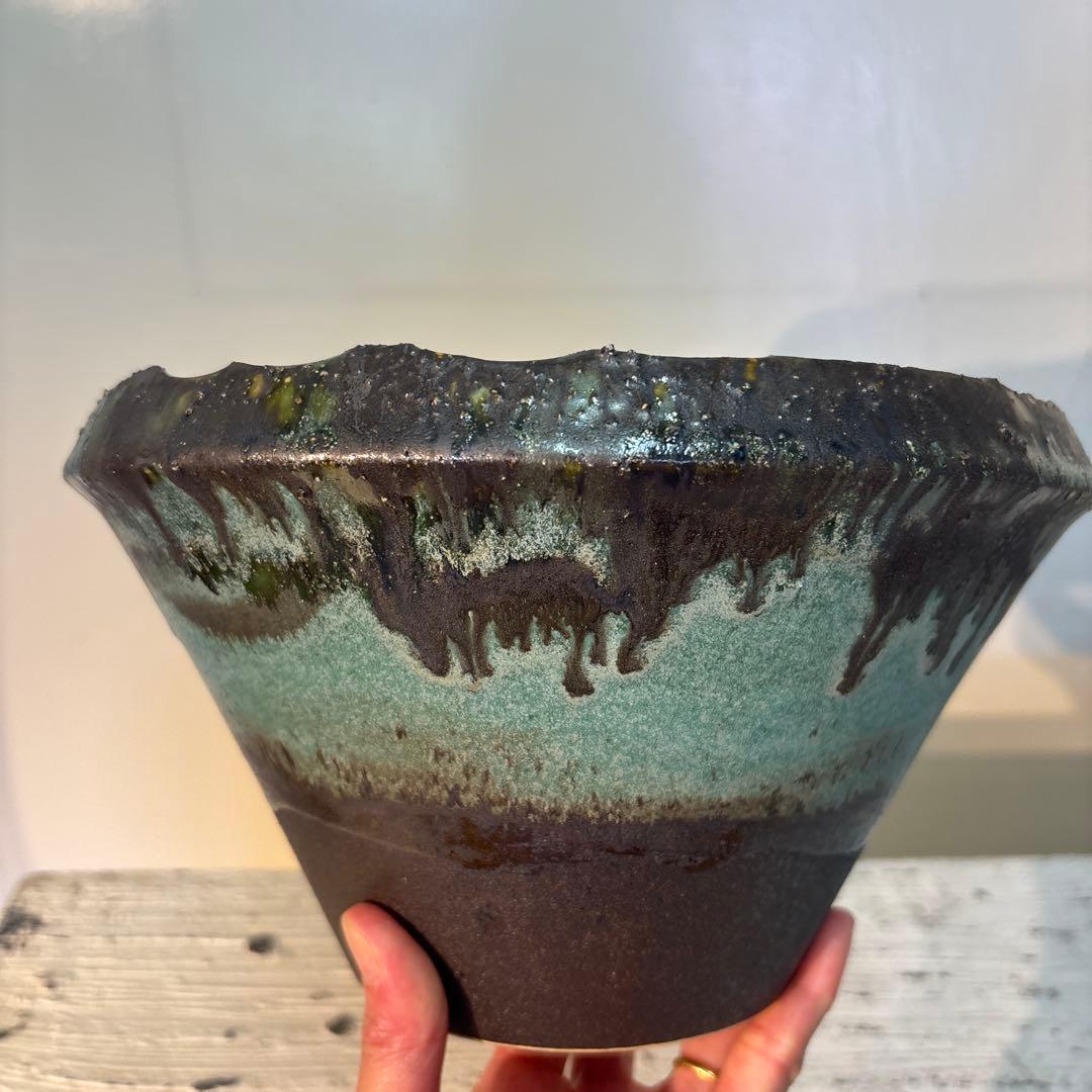 ●Large turquoise black POT No.0402