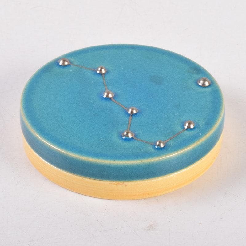 茶道具　日吉窯　加藤丈佳造　北斗七星鳥文　香合　共布共箱　V　8456