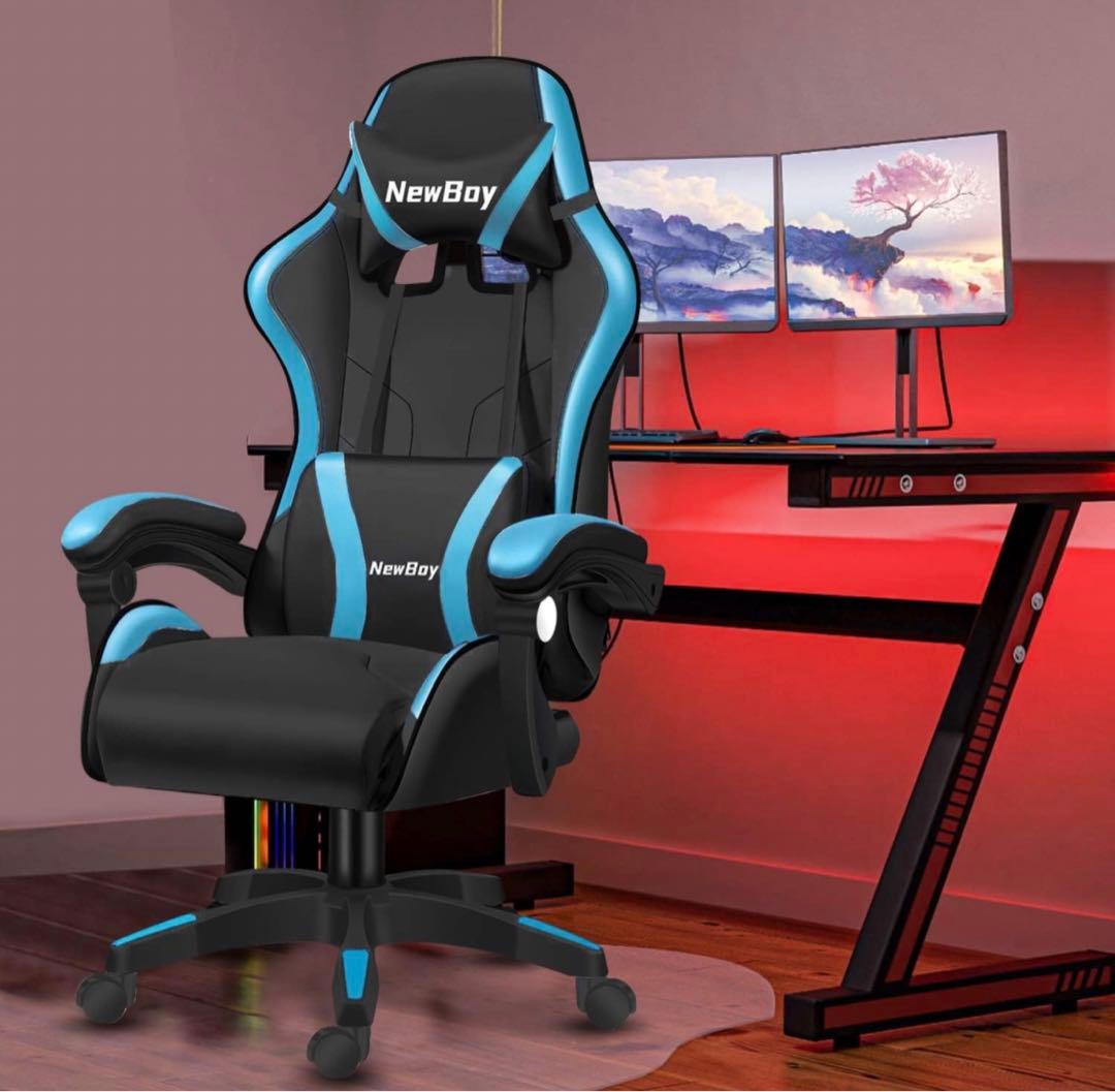 GTBoy ゲーミングチェア オフィスチェア 椅子 デスクチェア 黒と青