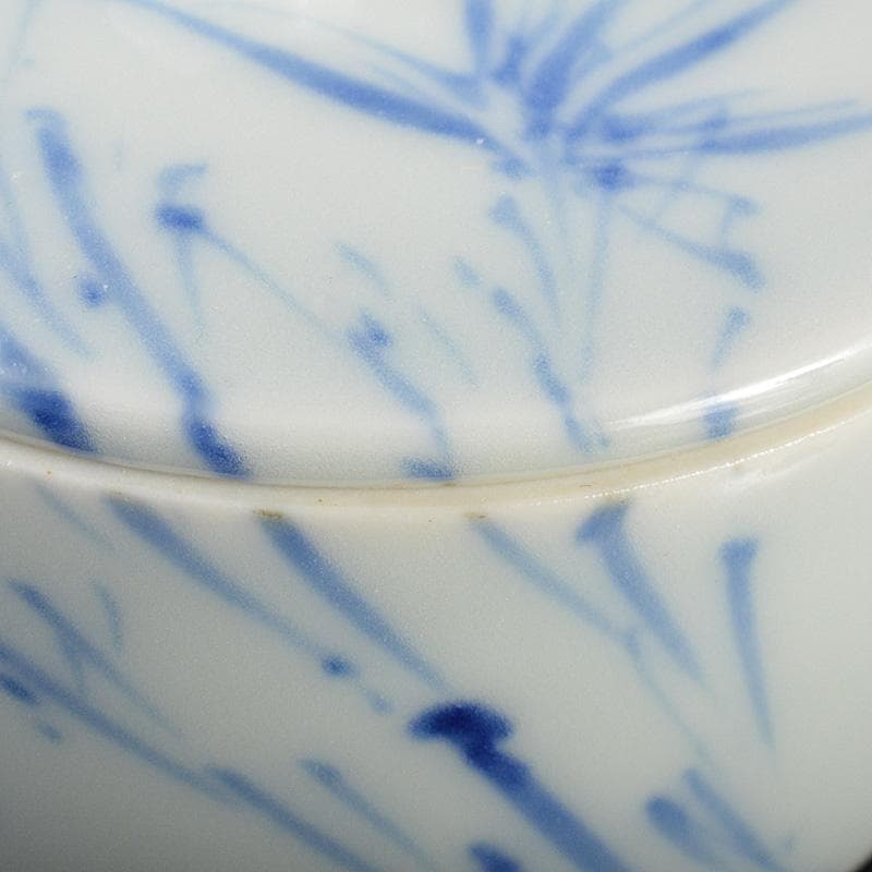 京焼　三浦篤造　青華磁　坂田習軒画　花文　蓋灰皿　共箱　V　6448