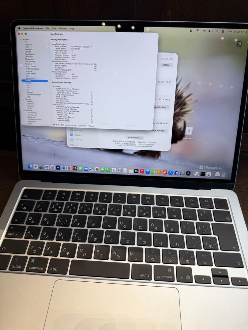 MacBookAir M4 16GB/512GB 充放電14回