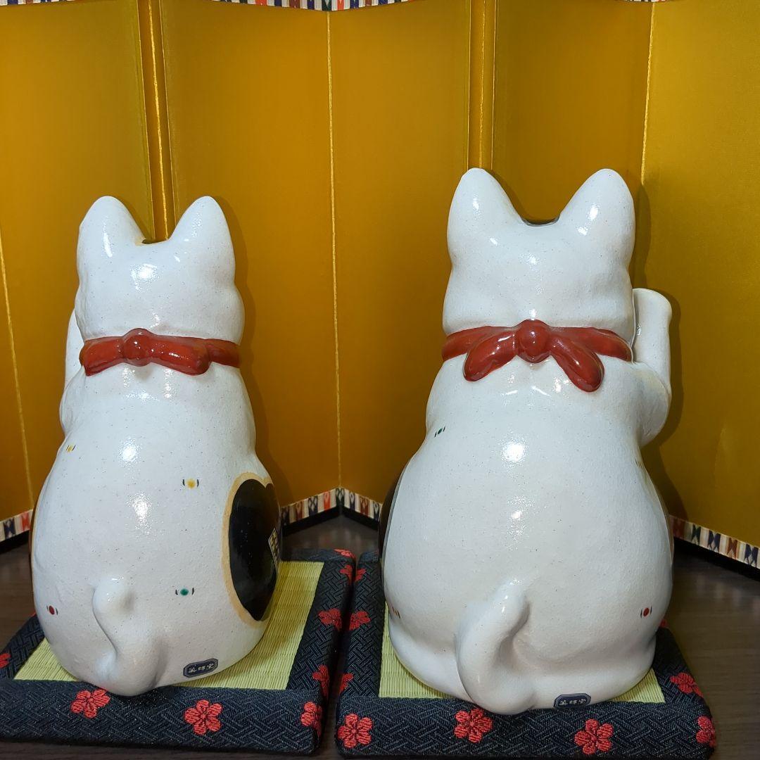 万福唐草 招き猫　ペア
