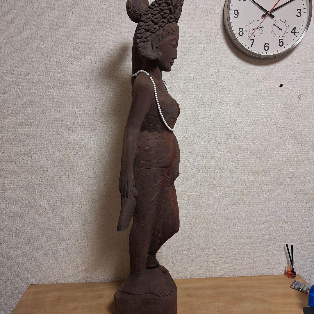 バリ島　木彫り　女性像　彫刻　黒檀　アンティーク　置物
