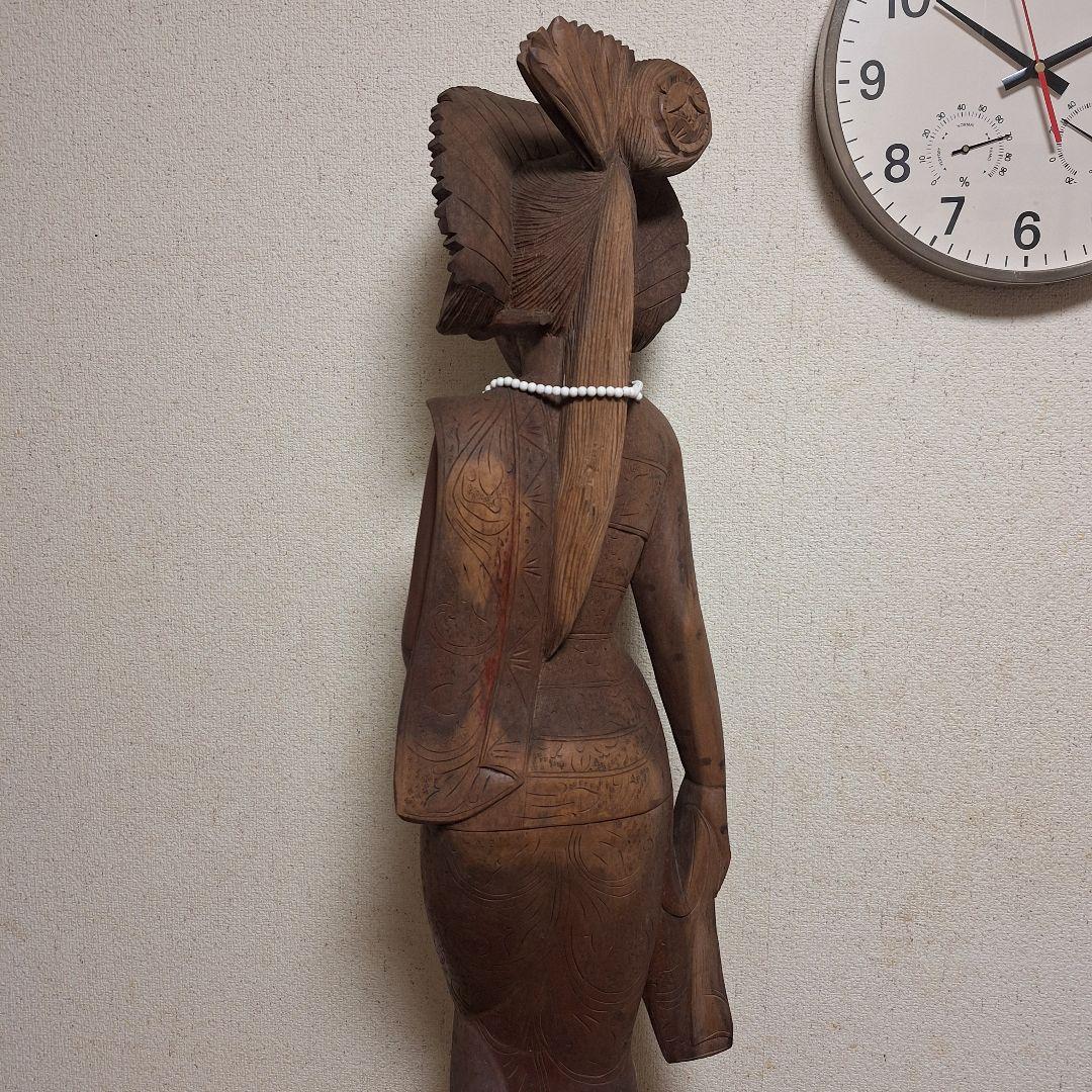 バリ島　木彫り　女性像　彫刻　黒檀　アンティーク　置物