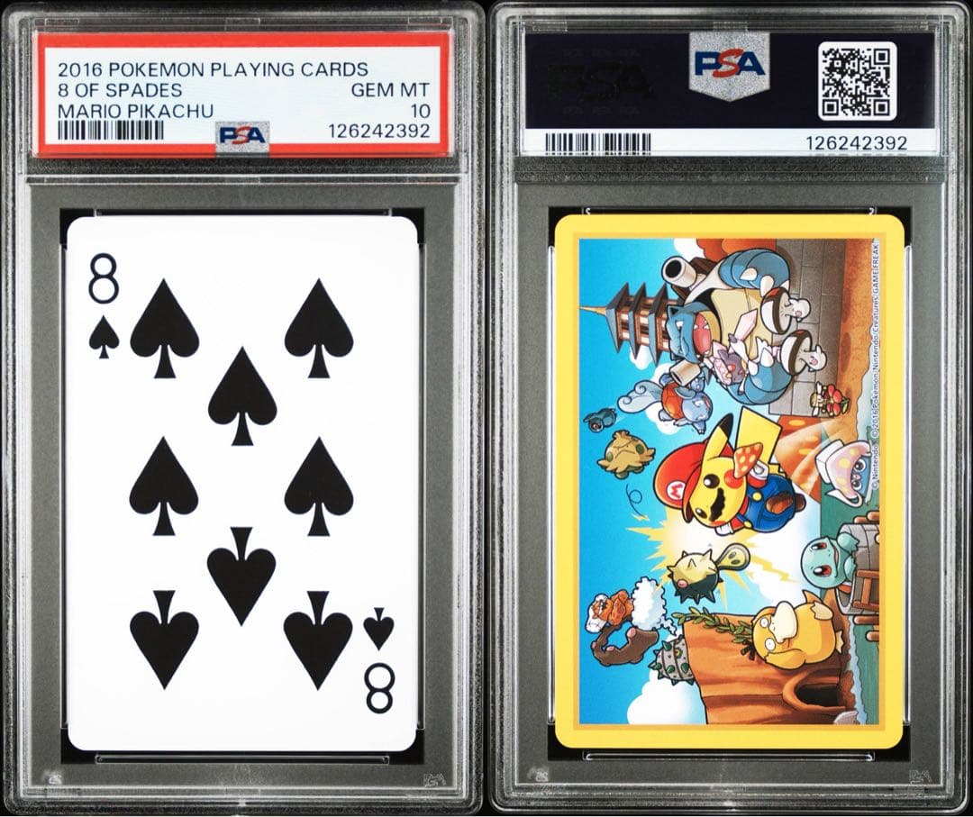 【PSA10】ポケモン×任天堂　2016年マリオピカチュウトランプ　♠️8