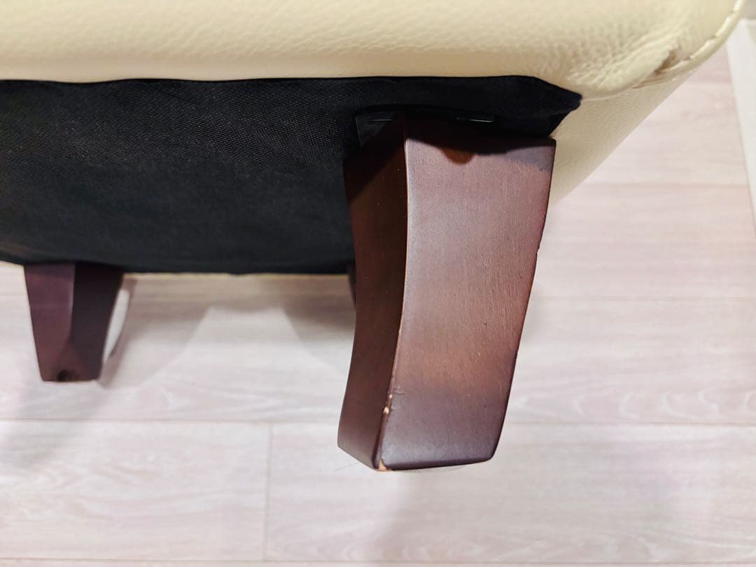 最高級本革 IDC大塚家具 オースチン オットマン 総本革 アイボリー スツール