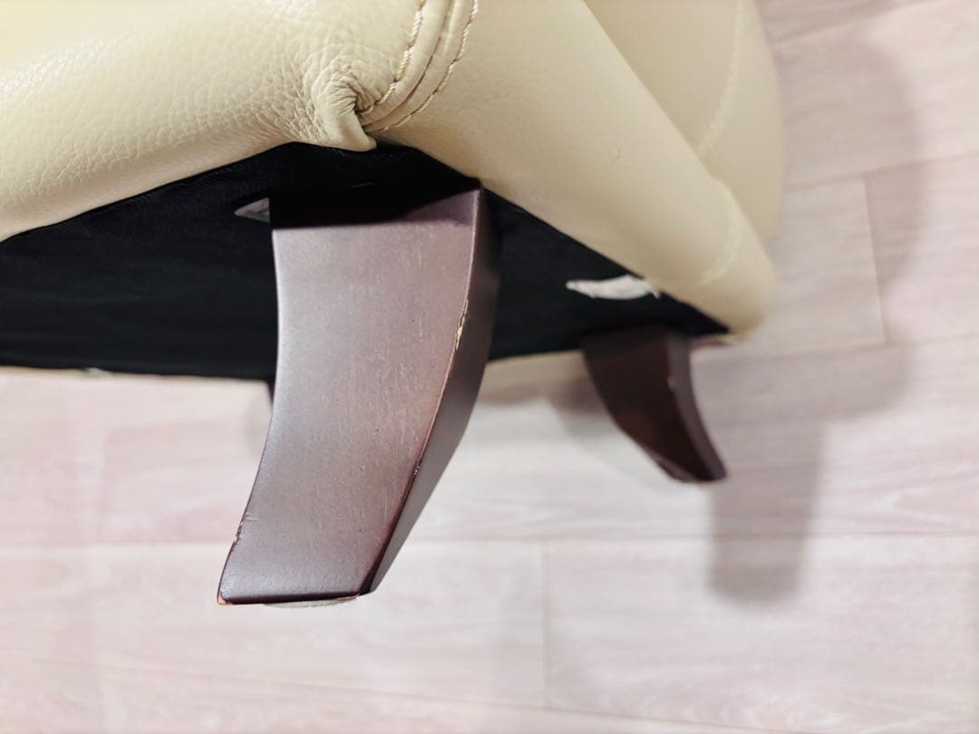 最高級本革 IDC大塚家具 オースチン オットマン 総本革 アイボリー スツール