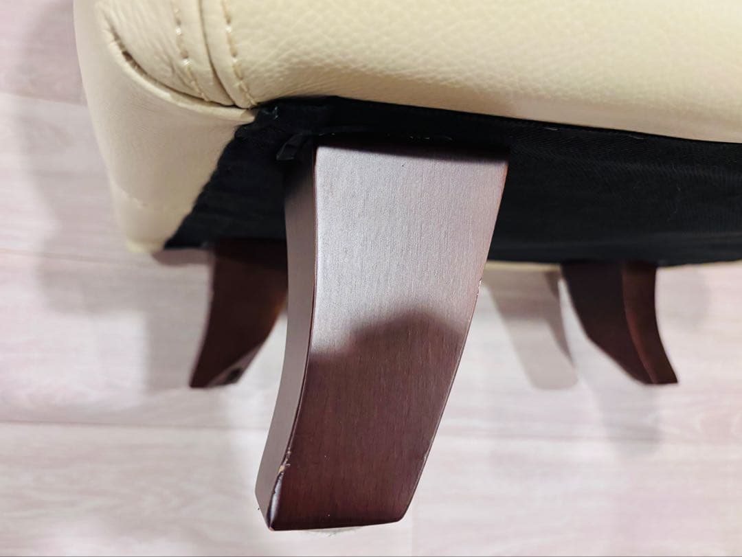 最高級本革 IDC大塚家具 オースチン オットマン 総本革 アイボリー スツール