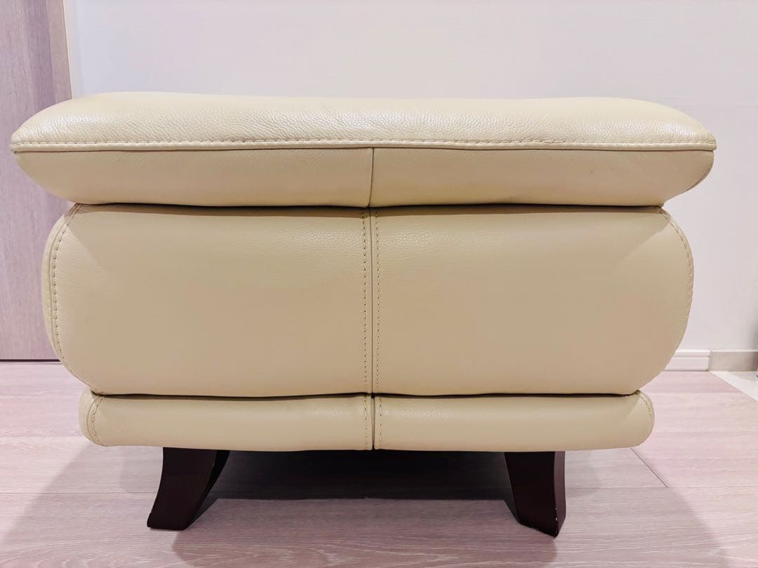 最高級本革 IDC大塚家具 オースチン オットマン 総本革 アイボリー スツール