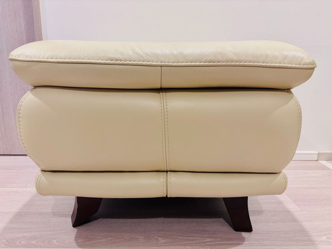 最高級本革 IDC大塚家具 オースチン オットマン 総本革 アイボリー スツール