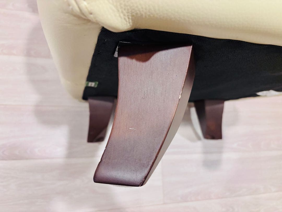 最高級本革 IDC大塚家具 オースチン オットマン 総本革 アイボリー スツール