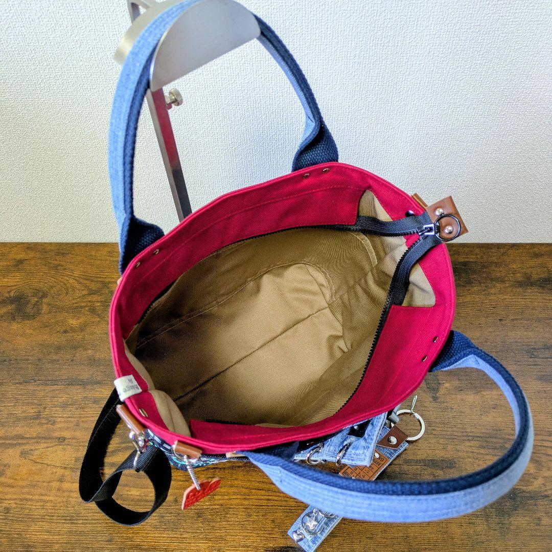 一点物 デニムリメイク 2wayトート｜ハートバックル スカル チェーン