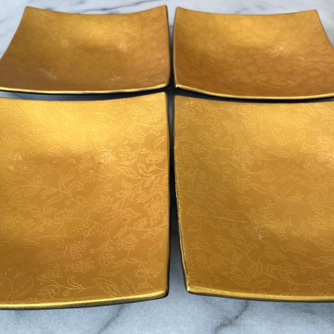 STUDIO 010 Ninja 21cmスクエアプレート ゴールド4枚　未使用