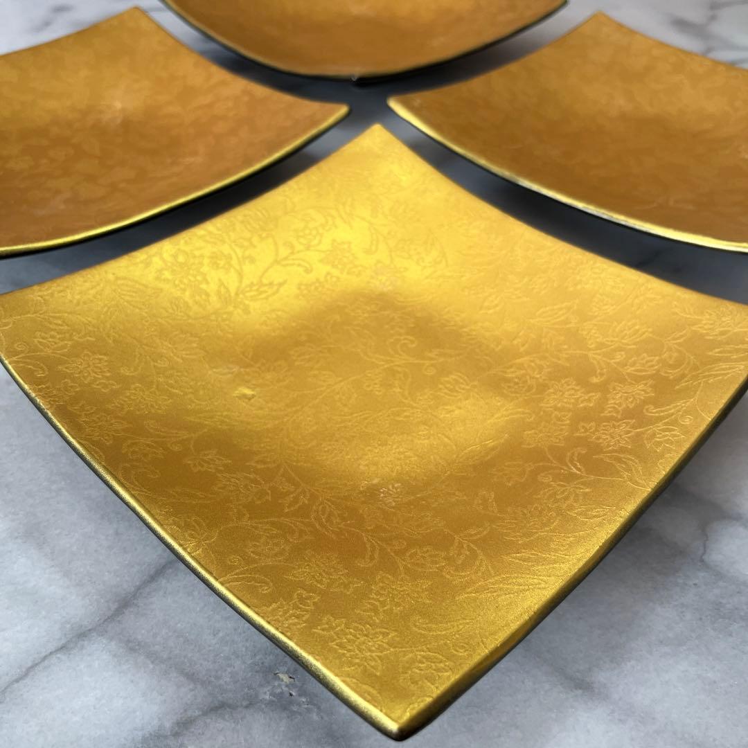 STUDIO 010 Ninja 21cmスクエアプレート ゴールド4枚　未使用