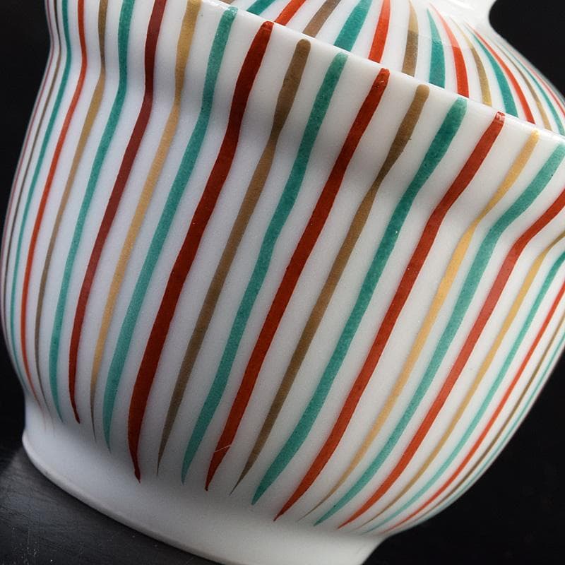 煎茶道具　京焼　土山恭仙作　色絵十草　小蓋碗　五客　時代箱付　V　R9629