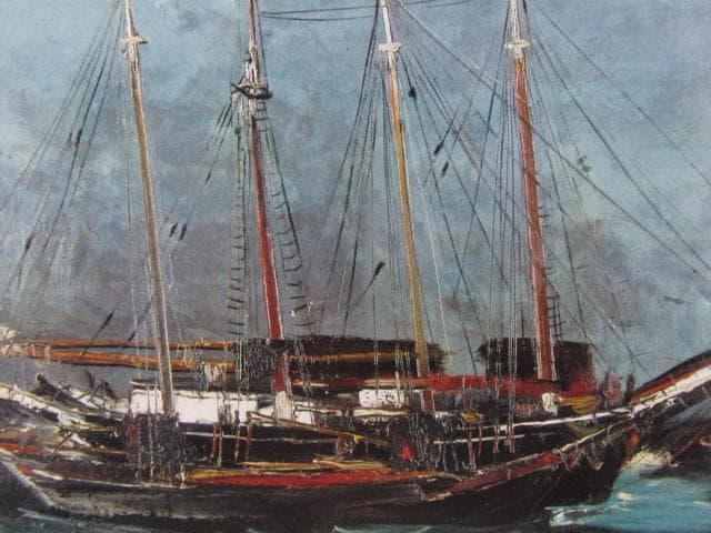 佐伯祐三、【滞船（３）】、新品高級額 額装付、年代物・希少画集画