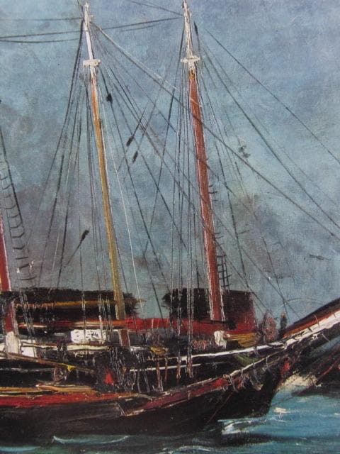 佐伯祐三、【滞船（３）】、新品高級額 額装付、年代物・希少画集画