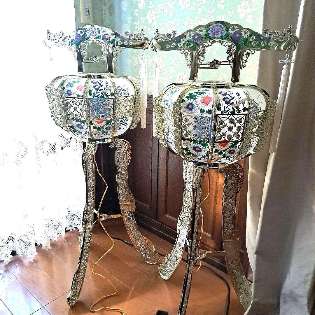 盆提灯　一対　ゴールド　高さ110cm