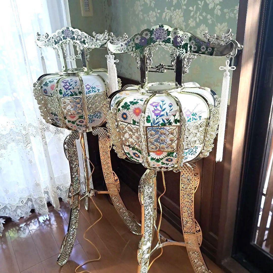 盆提灯　一対　ゴールド　高さ110cm