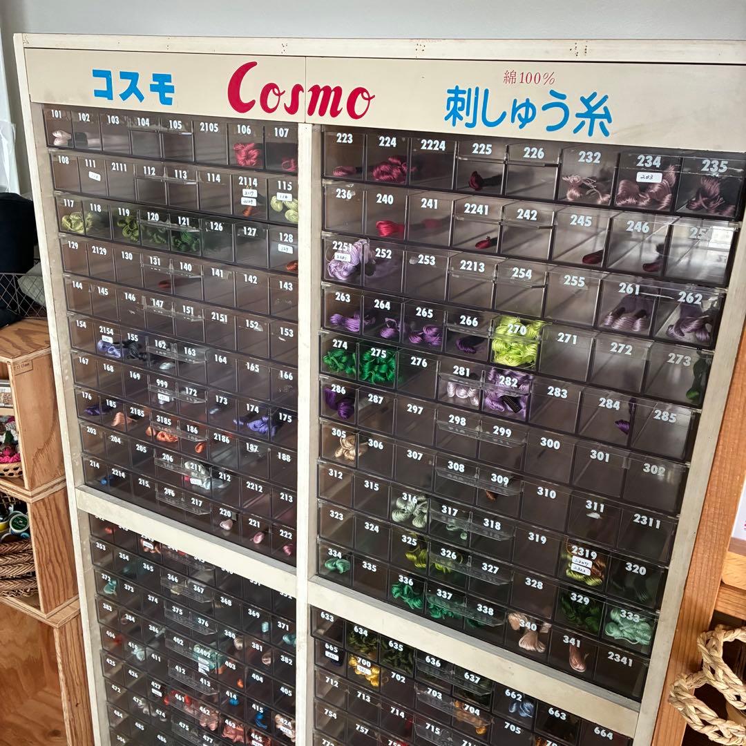 刺繍糸棚　什器　昭和レトロ　COSMO