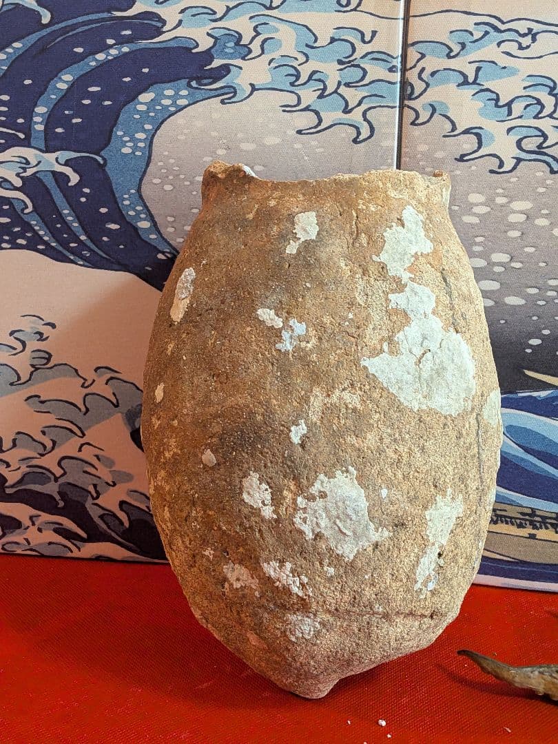 室町時代〜江戸時代頃瀬戸内海海上がり蜂尻形素焼古陶磁器２３センチ蛸壺オブジェ飾り