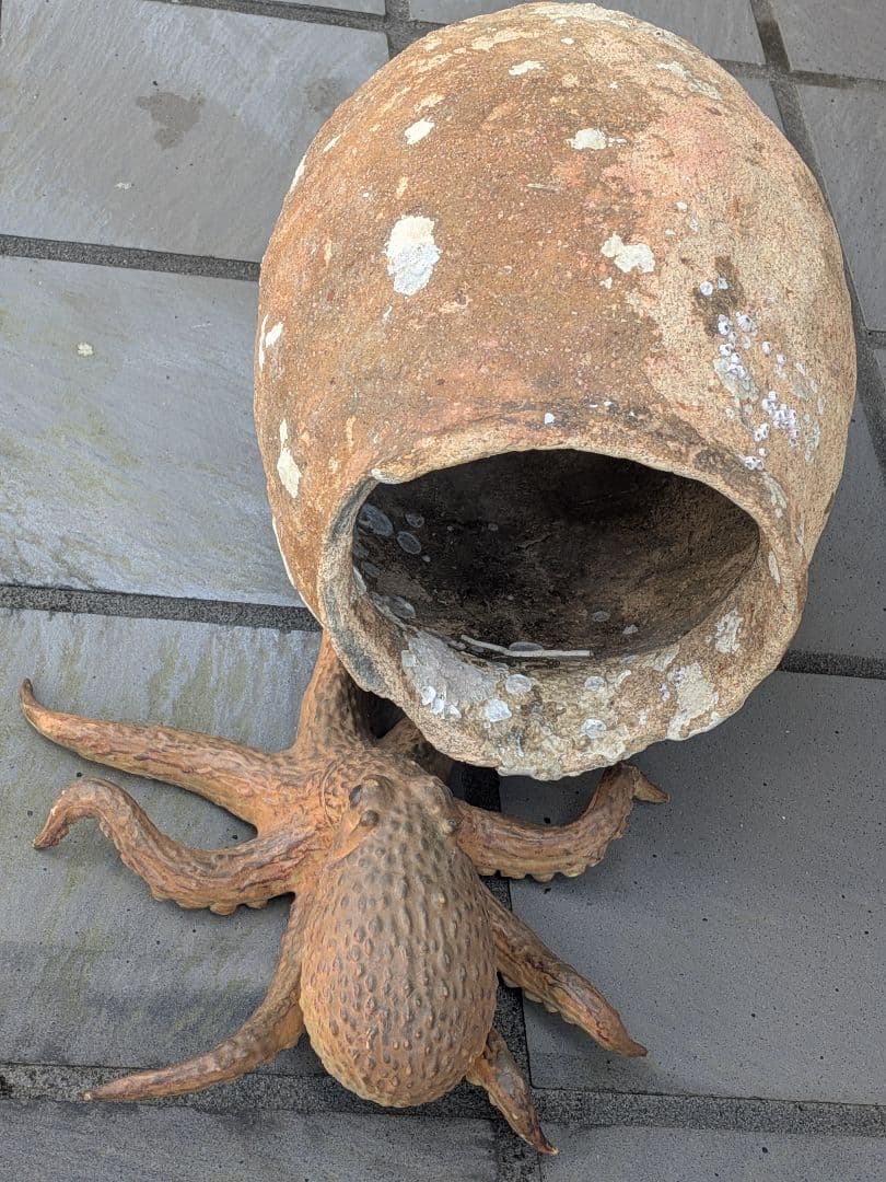 室町時代〜江戸時代頃瀬戸内海海上がり蜂尻形素焼古陶磁器２３センチ蛸壺オブジェ飾り