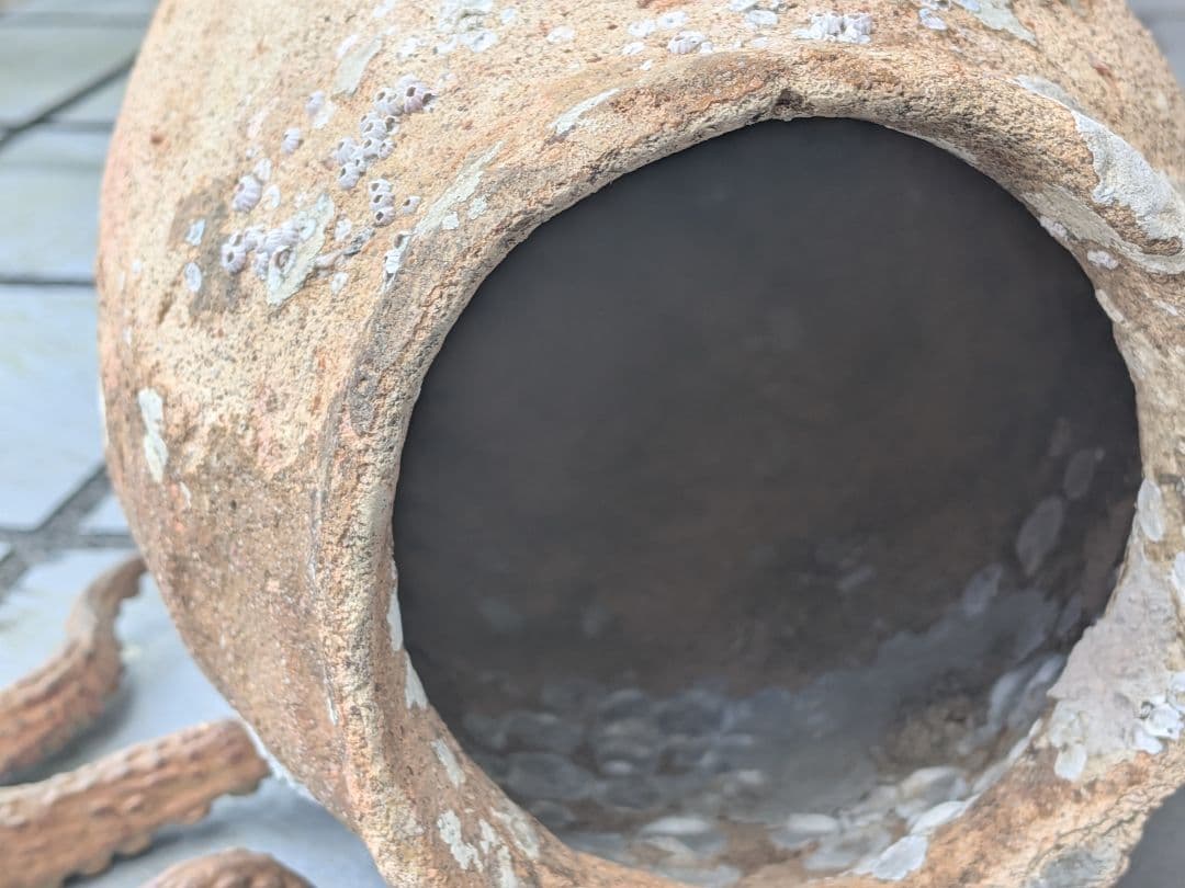 室町時代〜江戸時代頃瀬戸内海海上がり蜂尻形素焼古陶磁器２３センチ蛸壺オブジェ飾り