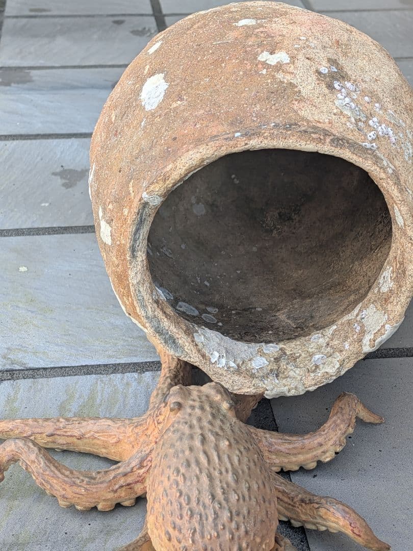 室町時代〜江戸時代頃瀬戸内海海上がり蜂尻形素焼古陶磁器２３センチ蛸壺オブジェ飾り