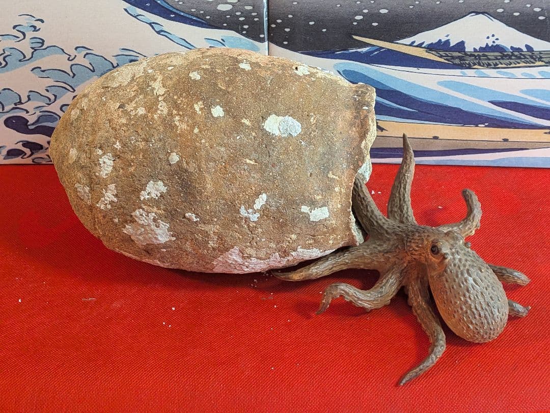 室町時代〜江戸時代頃瀬戸内海海上がり蜂尻形素焼古陶磁器２３センチ蛸壺オブジェ飾り