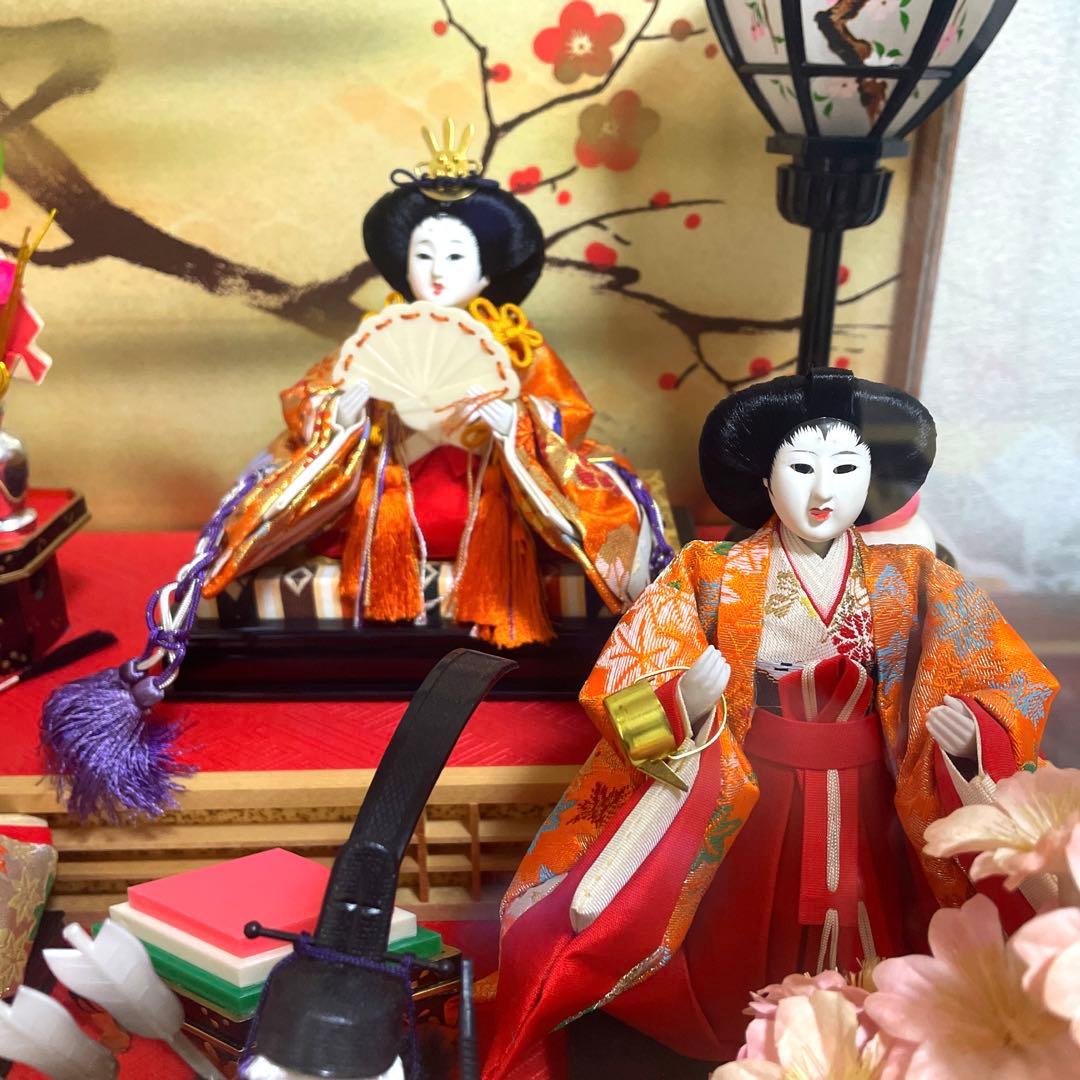 昭和 レトロ 雛人形 三段雛 ガラスケース入り