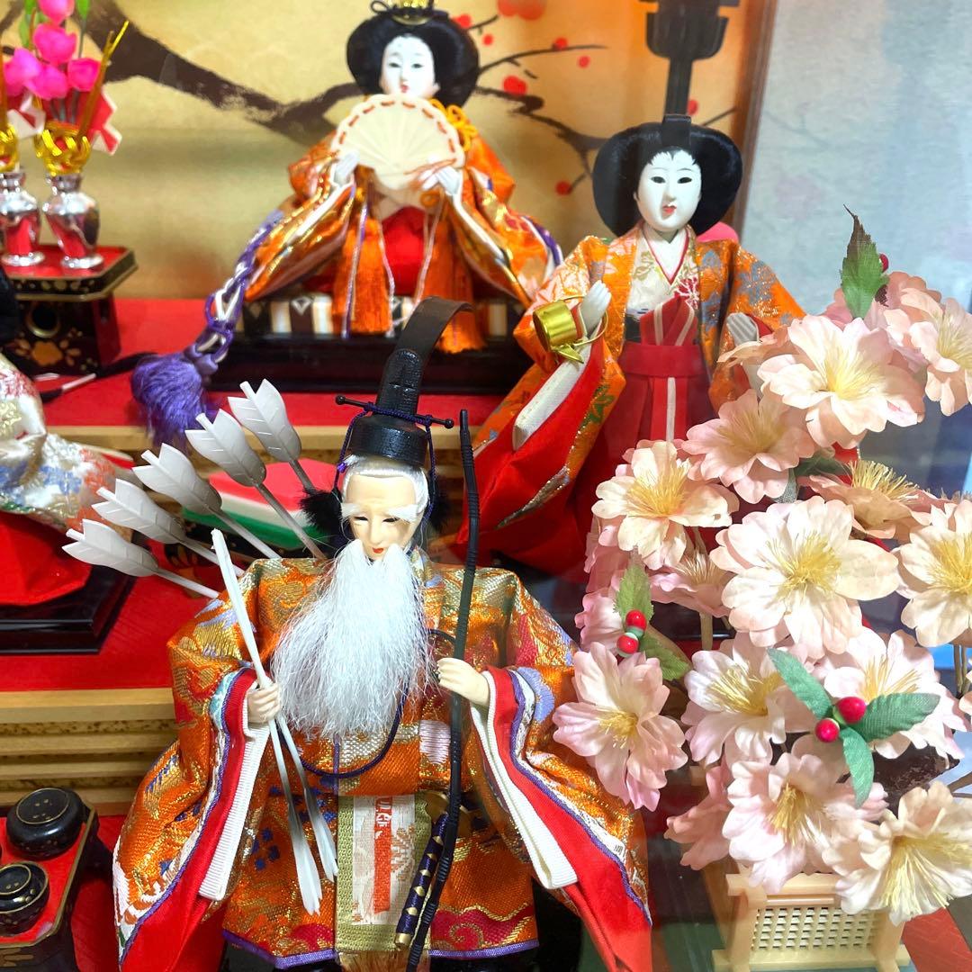 昭和 レトロ 雛人形 三段雛 ガラスケース入り