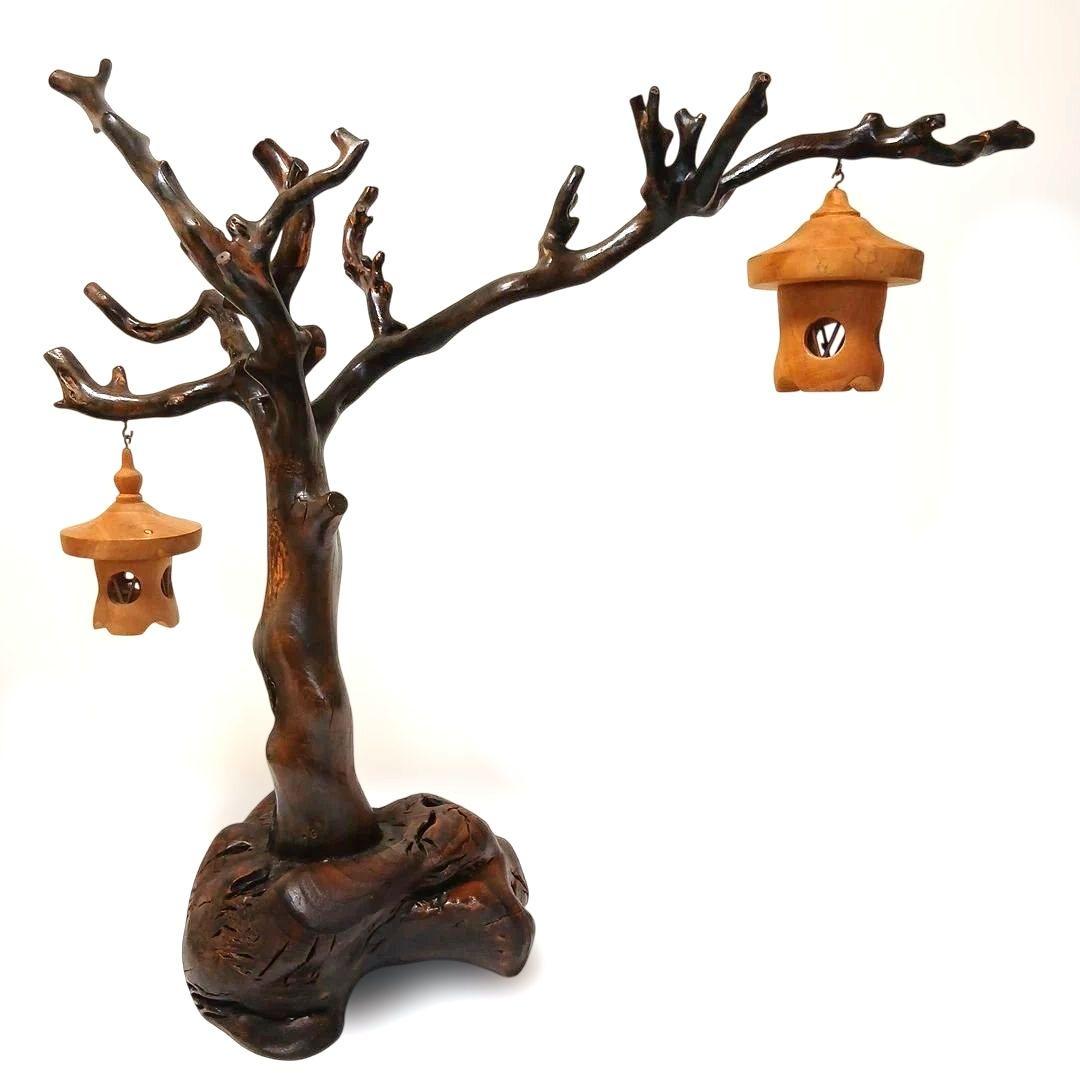 天然木 流木 灯籠 置物 バードアスレチック 止まり木 インテリア 工芸品
