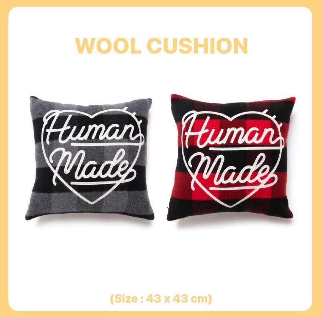 希少 極美品✤ ヒューマンメイド ウールクッション レッド ブラック 赤 黒