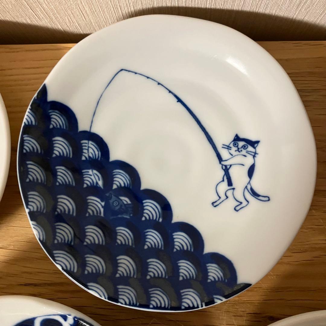 猫柄　ご飯茶碗　小皿　セット