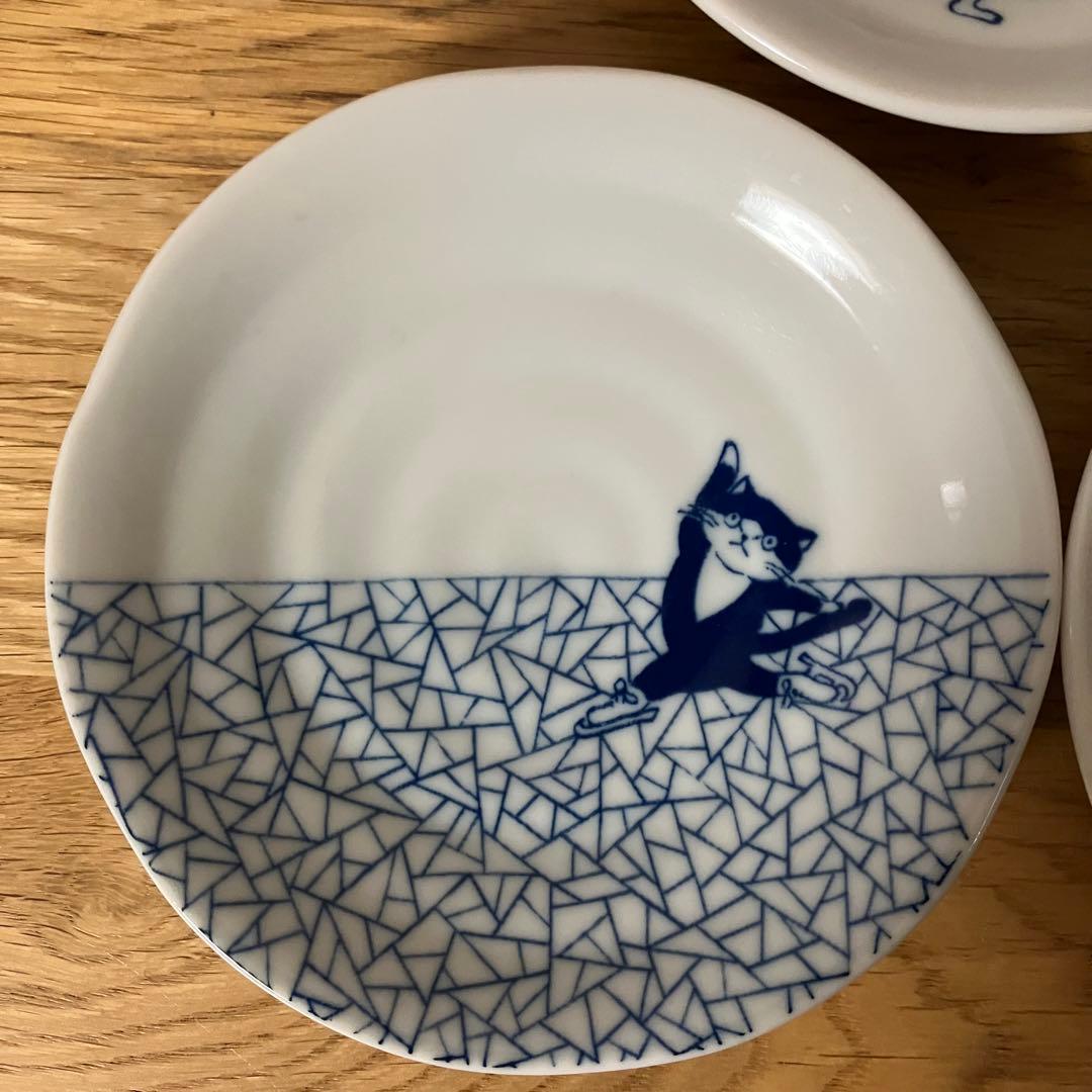 猫柄　ご飯茶碗　小皿　セット