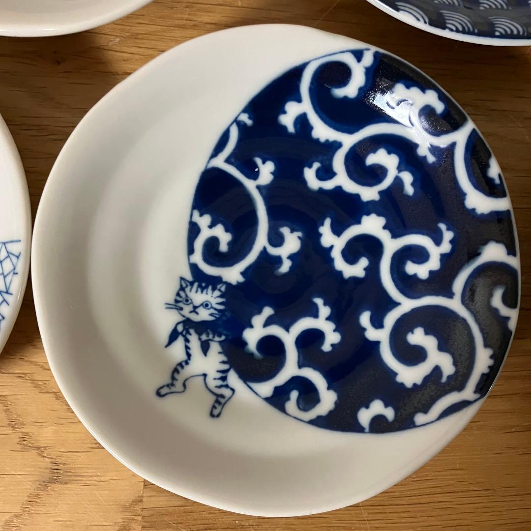 猫柄　ご飯茶碗　小皿　セット