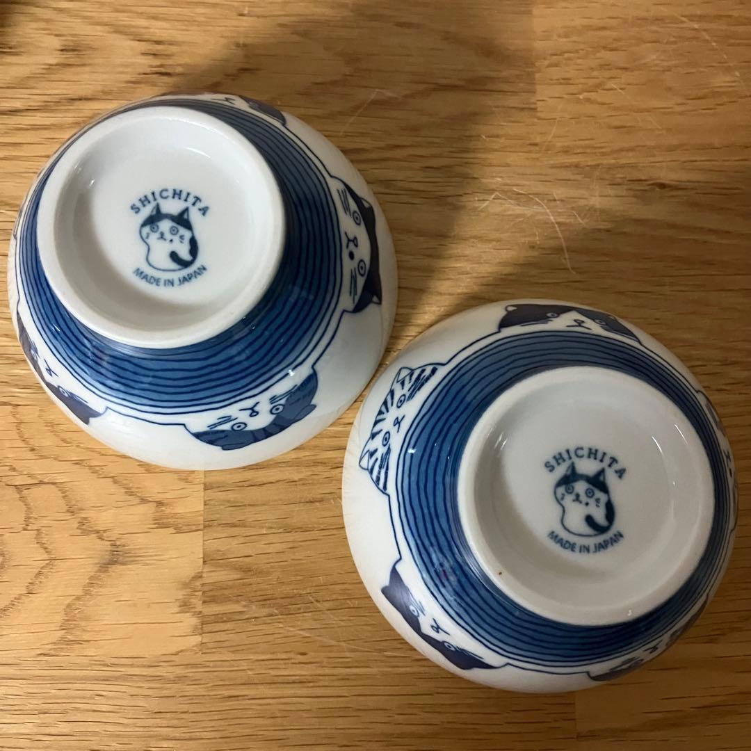 猫柄　ご飯茶碗　小皿　セット